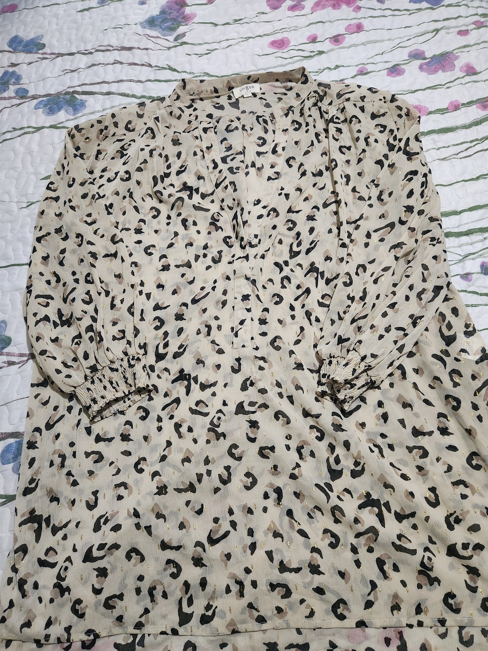 Umgee Leopard Print Beige Women's Blouse Tunic